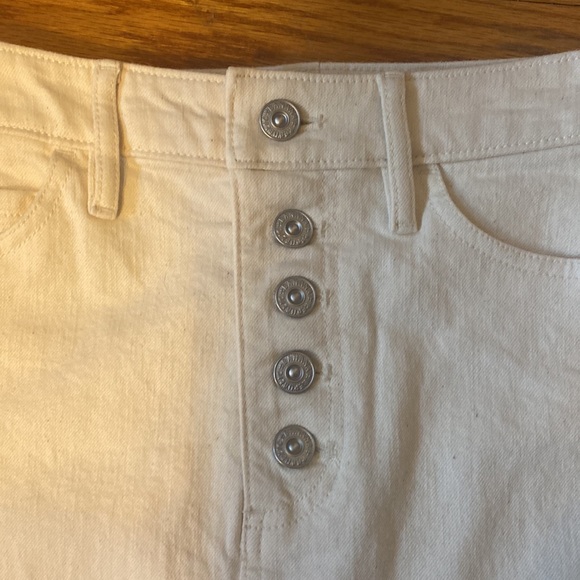 NWOT Banana Republic 0P/00P Mid-Length White Denim Raw Hem Skirt - Picture 3 of 11
